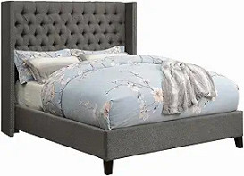                                                              							QUEEN GREY UPHOLSTERED BED
                                                            						 