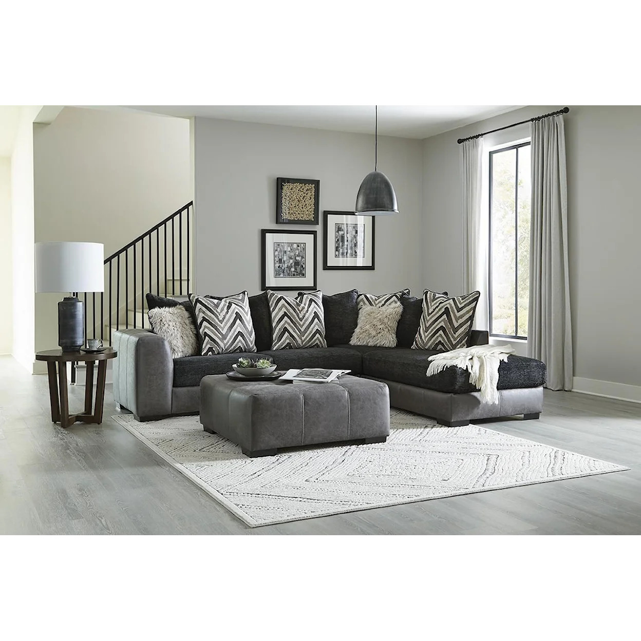Zaftig Two-Tone Sofa | Chaise Sectional Comfort