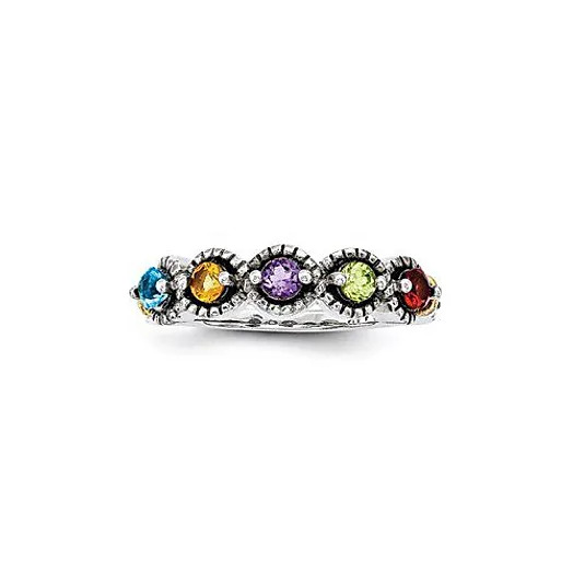 Sterling Silver Gemstone Ring | 14k Gold Accents